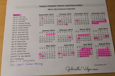homeschool planning with yearly calendar