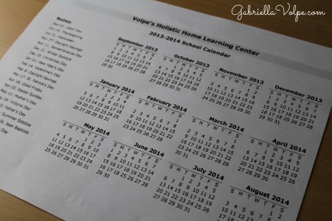 planning using a yearly calendar