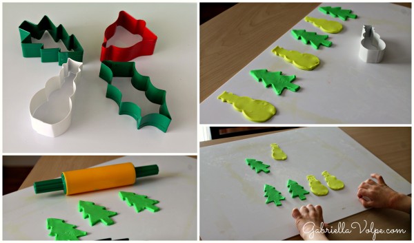 Playdough and cookie cutters as part of 10 adapted Christmas activities
