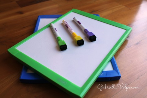 small white board and markers for circle activity for disabled child