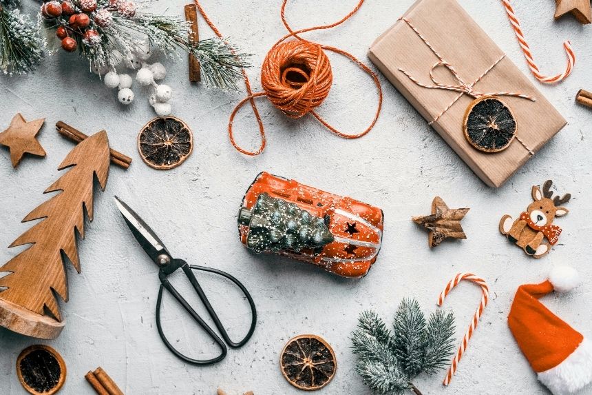 Crafts on a table as part of 10 Adapted Christmas Activities