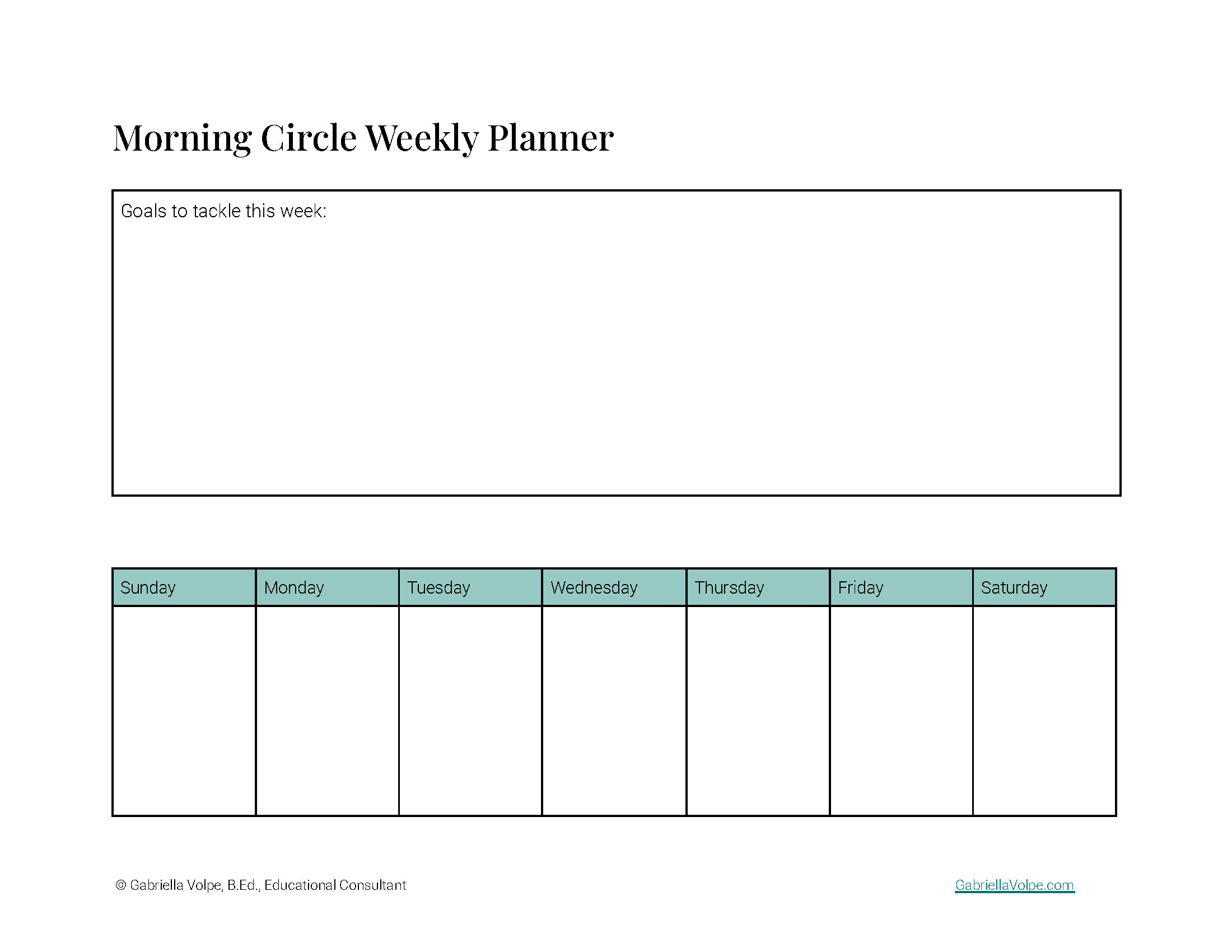 Weekly planner - goals and activities