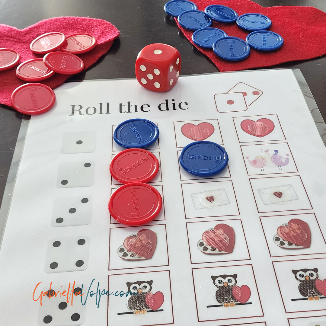 Valentine board game in play