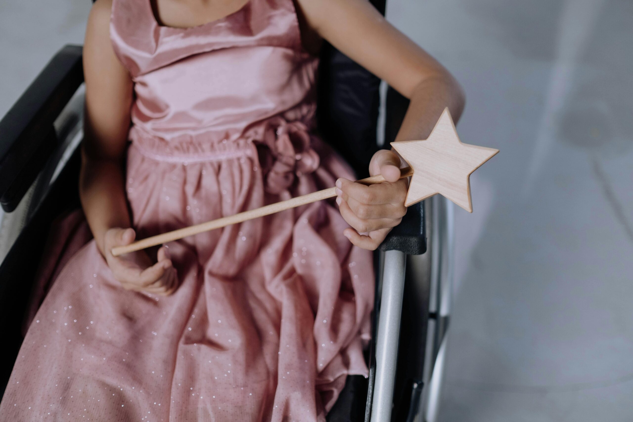 A disabled child in a wheelchair