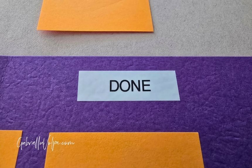 Done section of folder in organization system